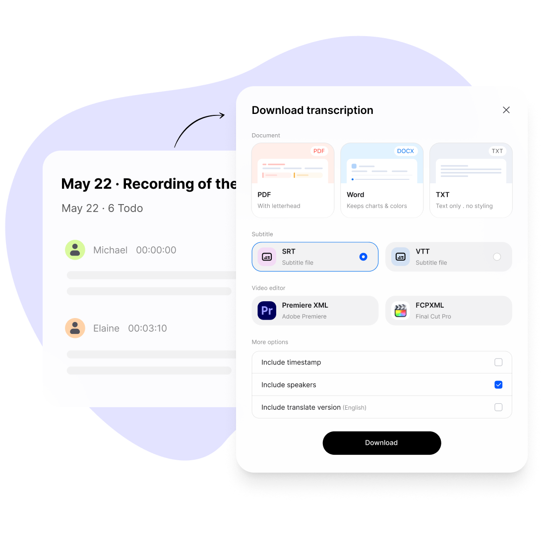 Feature - Export Transcripts in Multiple Formats